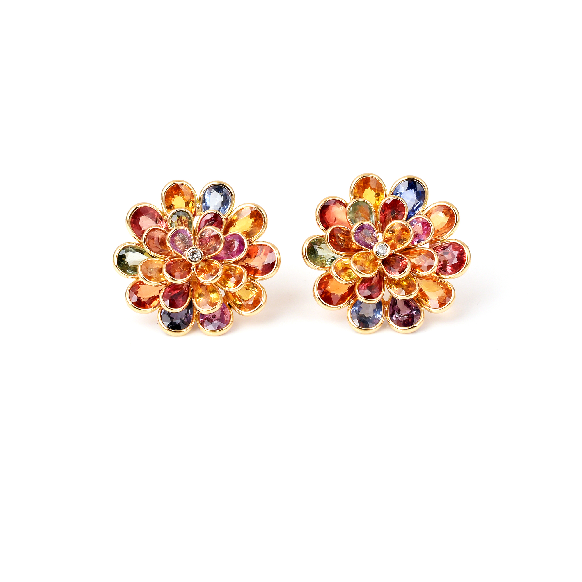 MULTI SAPPHIRE AND DIAMOND EARRINGS