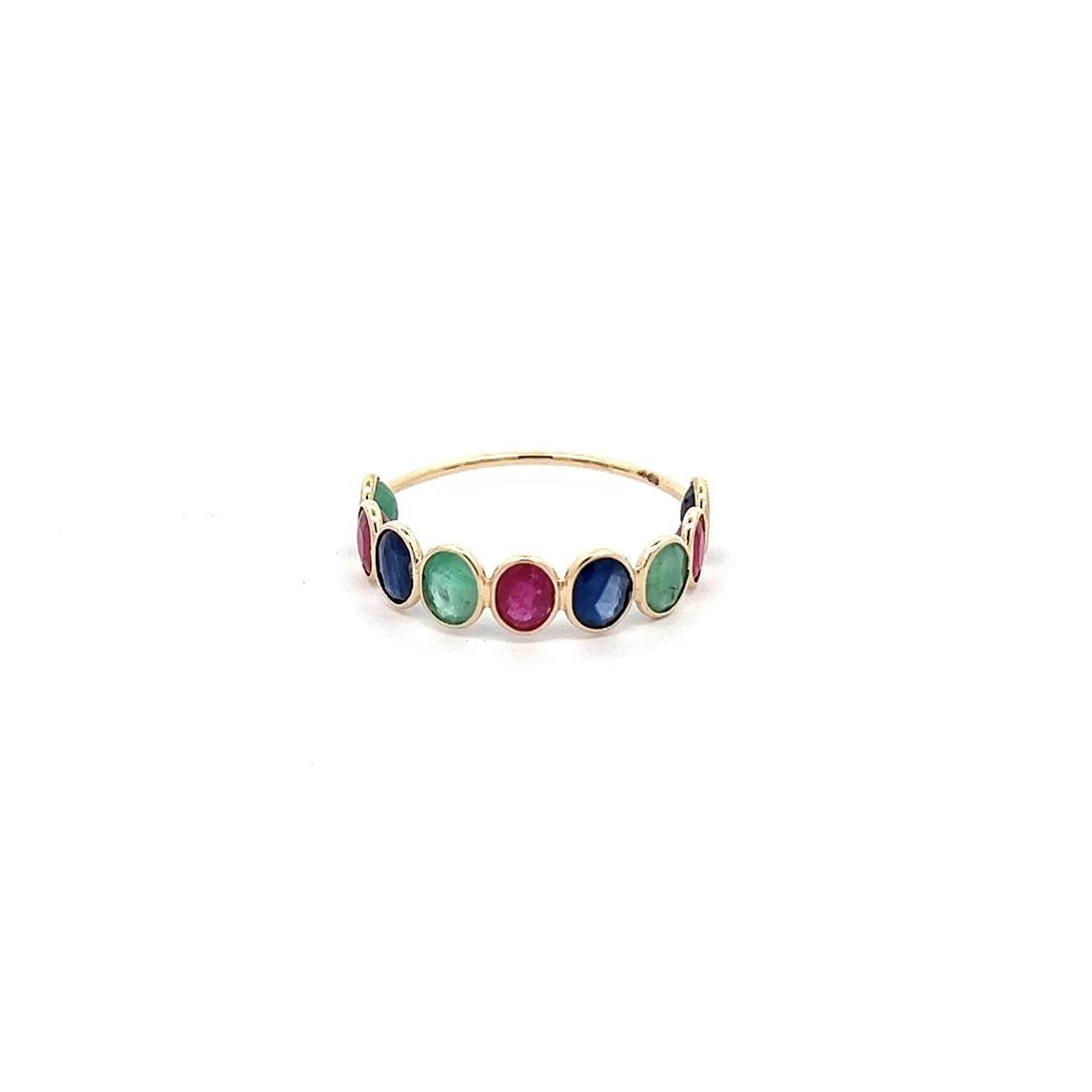 18K EMERALD RUBY BLUE SAPPHIRE RING