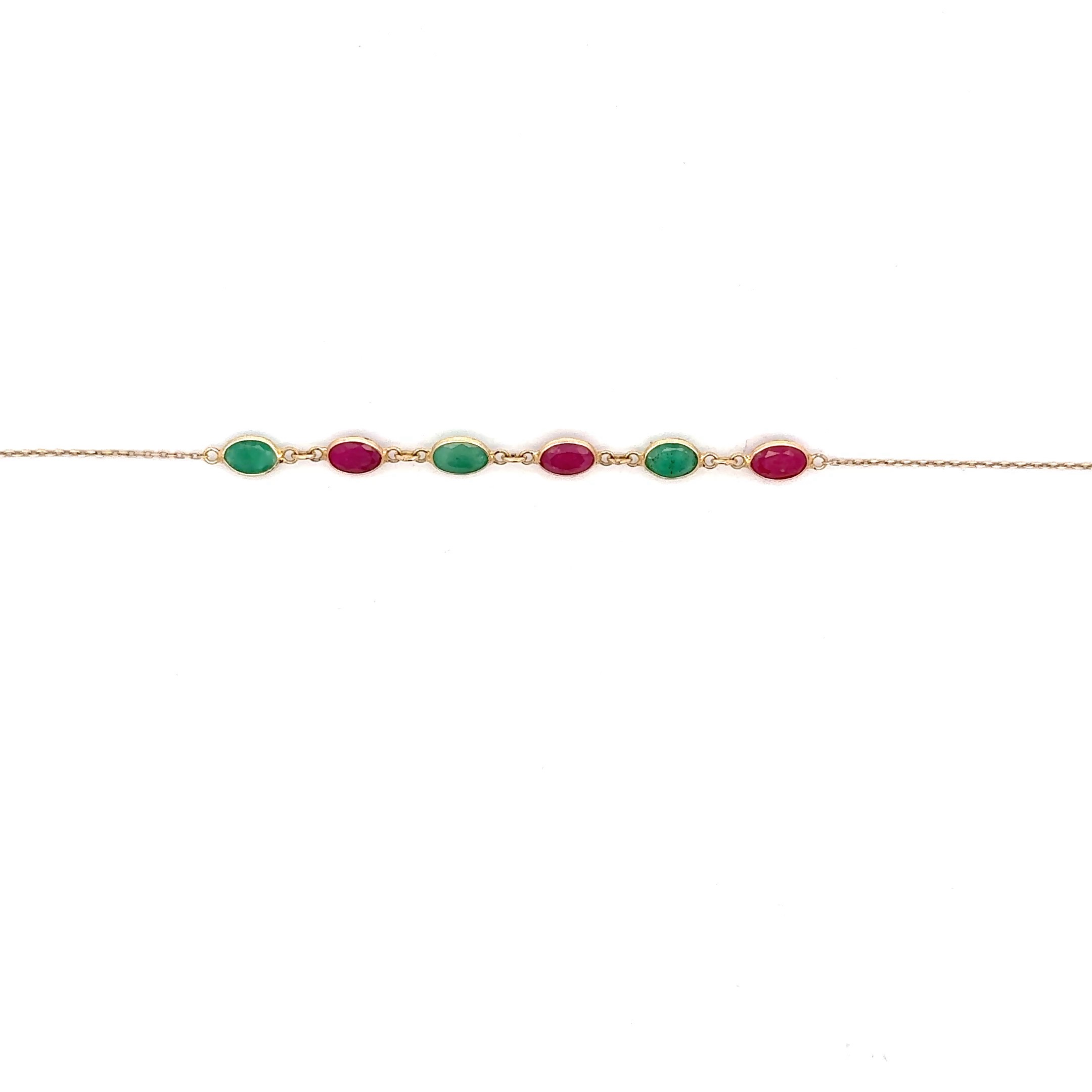 18K EMERALD AND RUBY BRACELET