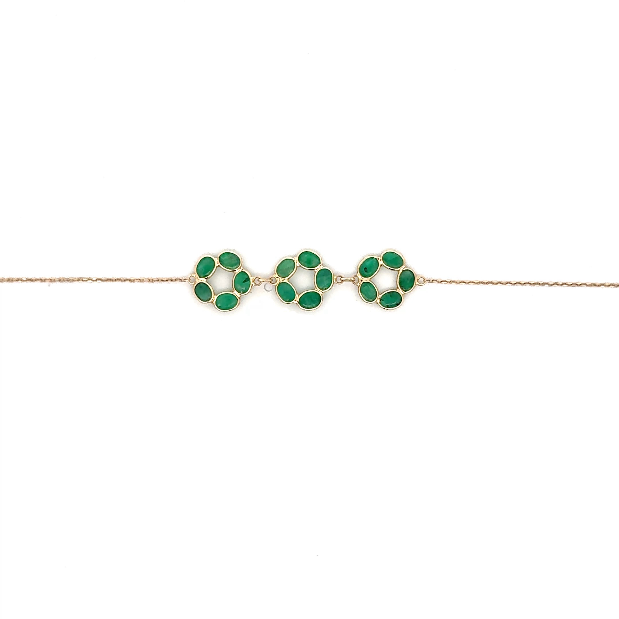 18K EMERALD FLOWER BRACELET