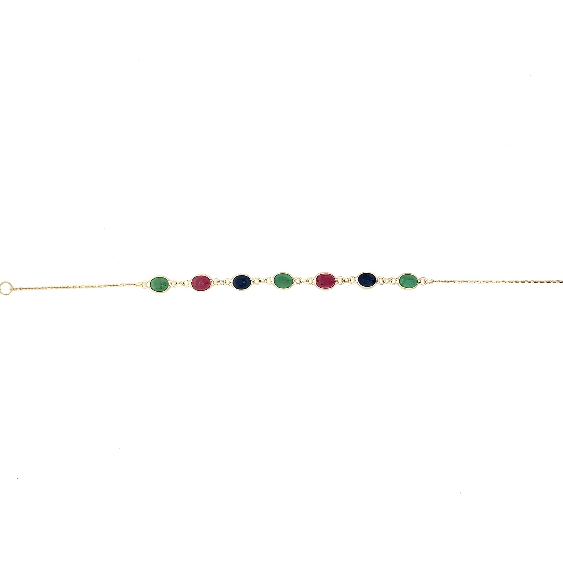 18K RUBY, EMERALD AND BLUE SAPPHIRE BRACELET