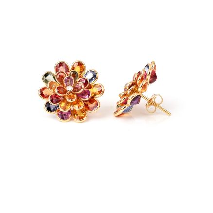 MULTI SAPPHIRE AND DIAMOND EARRINGS