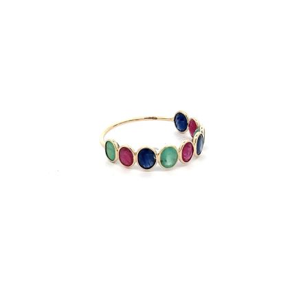 18K EMERALD RUBY BLUE SAPPHIRE RING