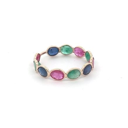 18K RUBY EMERALD SAPPHIRE RING