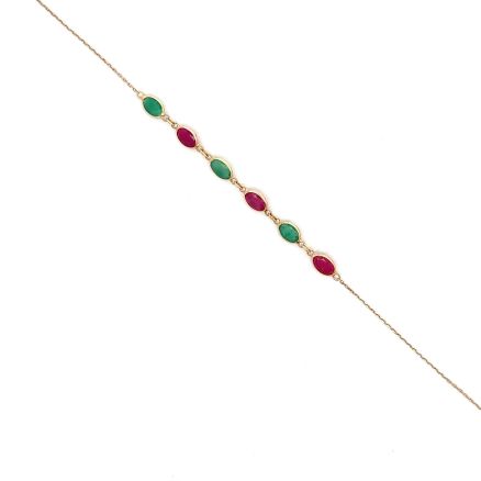18K EMERALD AND RUBY BRACELET
