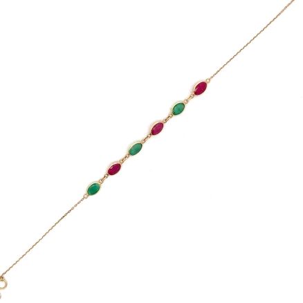 18K EMERALD AND RUBY BRACELET