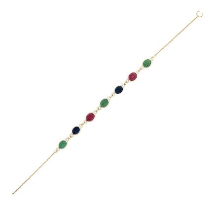 18K RUBY, EMERALD AND BLUE SAPPHIRE BRACELET